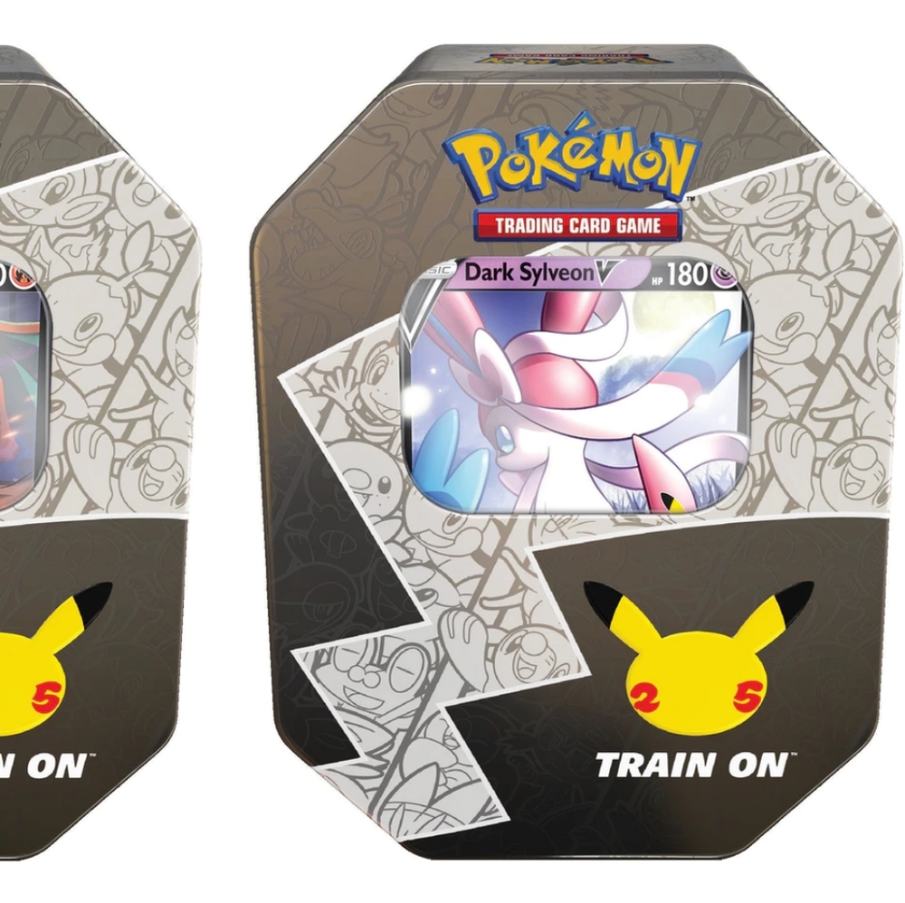 Pokémon TCG 25th Anniversary Celebrations TinLances Charizard V/Dark Sylveon V - Picture 3 of 3